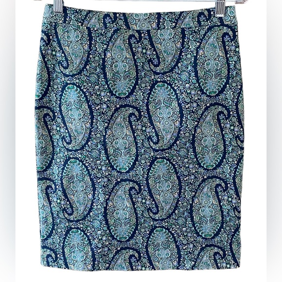 NWT J. Crew Paisley Cotton Stretch Sateen Pencil Skirt Size 6 - Picture 3 of 13